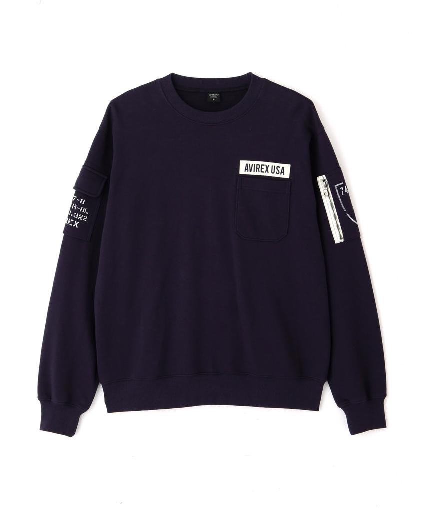 AVIREX FATIGUE CREWNECK SWEAT L navy 783-3932004