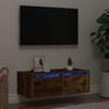VidaXL TV Stand with LED Lights Smoked Oak 75x35.5x25 Cm, Hi-Fi Cabinet, Entertainment Center, TV Cabinet, Furniture 860233
