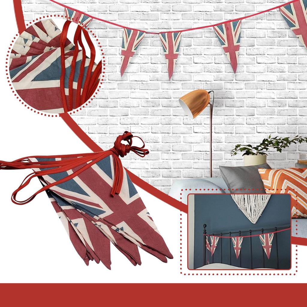 Queen's Jubilees Bunting Party Decoration 2022 Platinums Fabric Vintage Cloth Material Banner