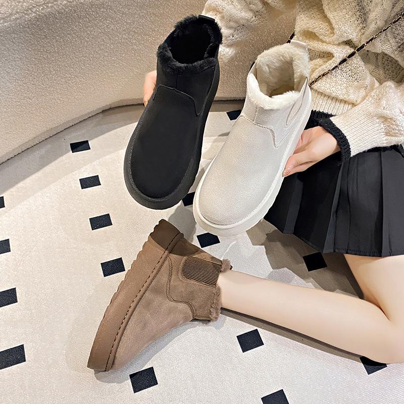 Snow boots 2024 autumn and winter new large size classic couple non-slip velvet thickened low tube women's cotton shoes