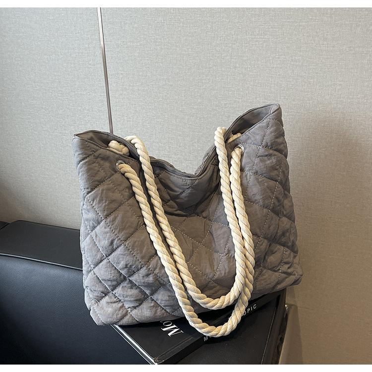 Autumn and Winter Cotton Clothing Bag Casual Fashion Tote Soft Leather Bag Ins Japanese Large-capacity Canvas Shoulder Messenger Bag