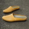 Мужская повседневная обувь из натуральной кожи, дышащие мужские лоферы, мокасины с перфорацией, летние мюли, простые ультралегкие полусабо