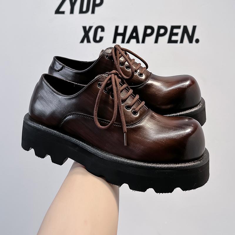 Новые кожаные туфли мужские корейские версии трендовые универсальные дышащие туфли в британском стиле на толстой подошве формальные мужские туфли 6123-A