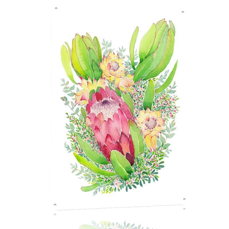 Flower Bouquet With Protea D Texture Printed Poster Custom Vintage Metal Tin Plate Sign for Wall Art Home Decor Items House