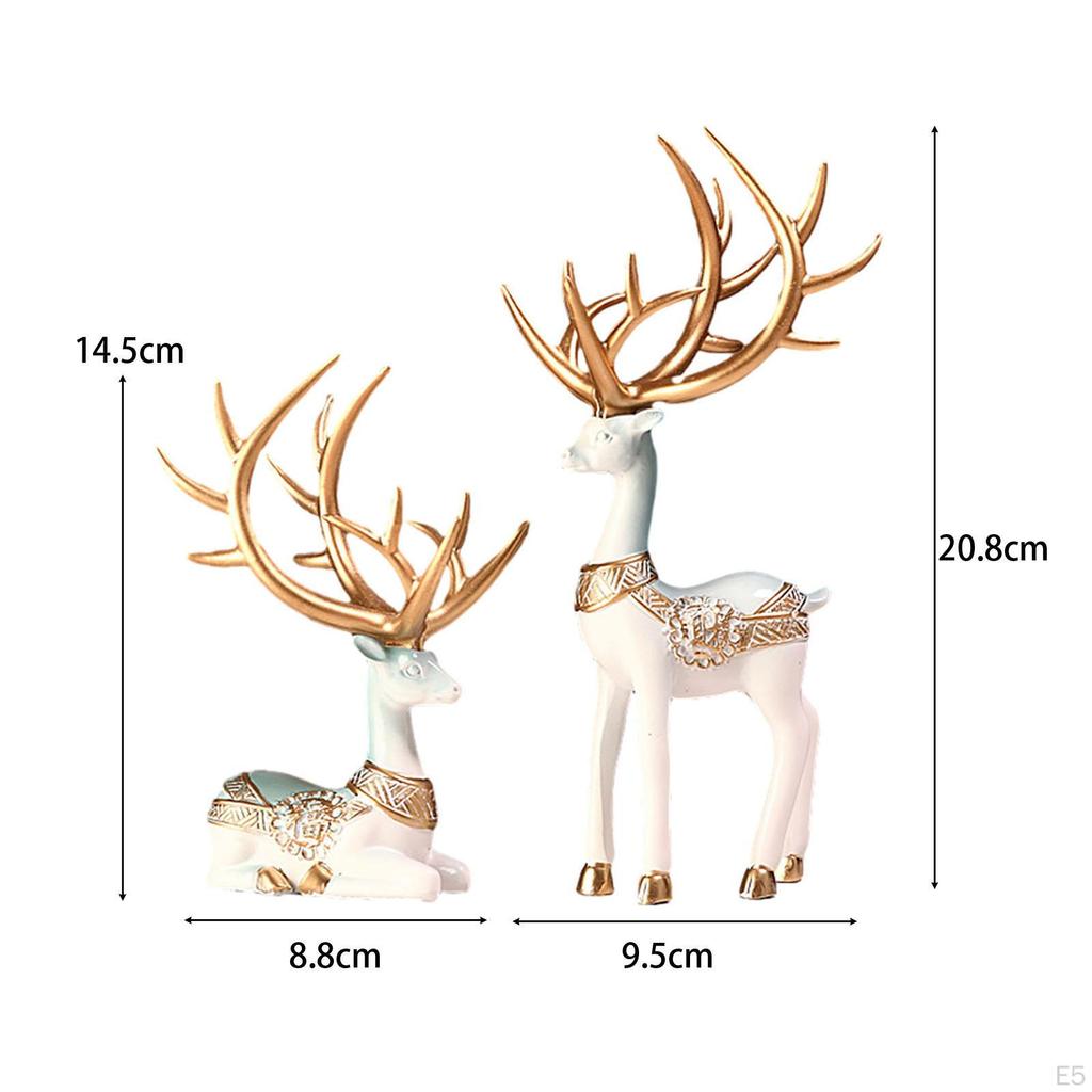 1 пара скульптура оленей, статуи, настольная коллекция, универсальное украшение для полки, орнамент фэншуй для