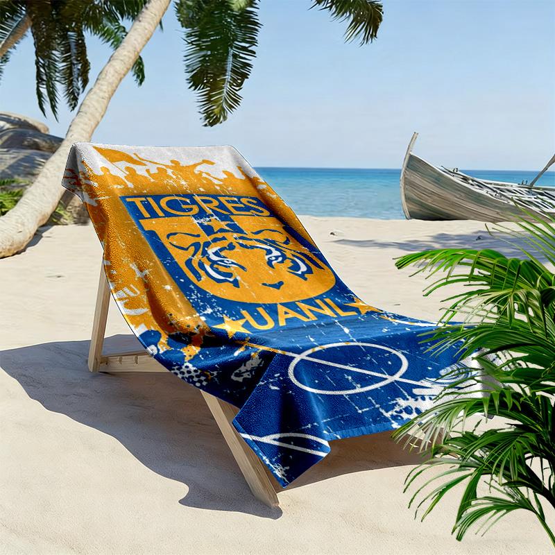 Пляжное полотенце с принтом Tigres UANL, Большое, Мягкое, Быстросохнущее, для Пляжа, Кемпинга, Плавания