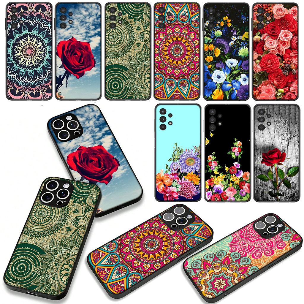 Floral Paisley Mandala Flower Texture Rose Case for Motorola Moto G54 G05 G24 G75 G85 G15 G86 Power Edge 50 30 Fusion neo Pro