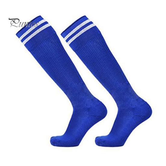1 пара футбольных носков до колена в полоску, противоскользящие, впитывающие влагу, эластичные, детские, молодежные, спортивные, футбольные, компрессионные, с высокой трубкой, чулки