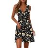 Ladies Casual Fashion V-Neck Sleeveless  Print Dress