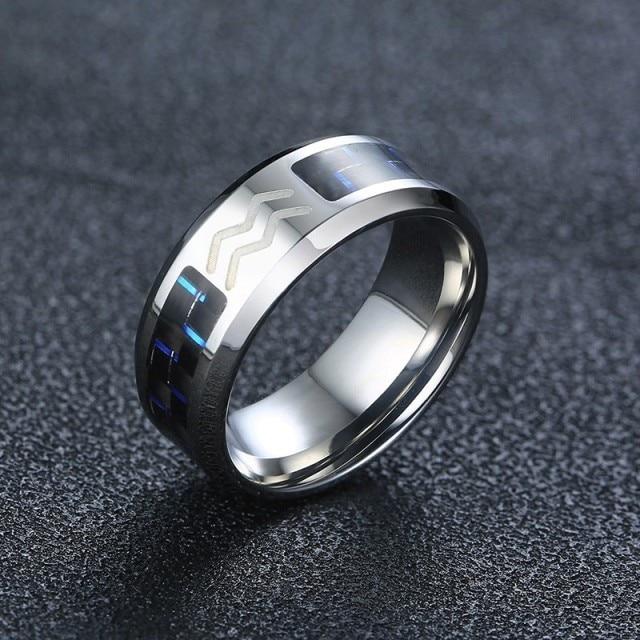Vnox Mens Vintage Zodiac 12 Constellations Ring Stainless Steel With Blue Carbon Fiber Horoscope Male Astrology Anel Alliance