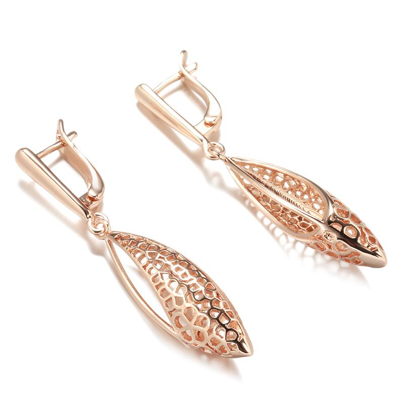 Этнические серьги-капли для невесты Модные серьги-капли в виде полых цветов цвета розового золота для женщин Винтажные свадебные украшения
