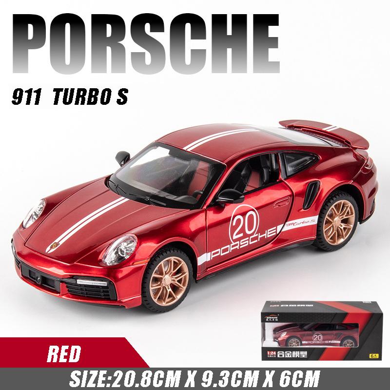 1:24 масштаба 911 Turbos, металлический спортивный автомобиль, модель из сплава, литой автомобиль и игрушечный автомобиль, имитация звука и света, коллекция, детский подарок