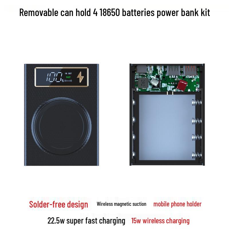 Магнитный Съемный 4-секционный Безпаечный Набор DIY Power Bank с Батареями 18650