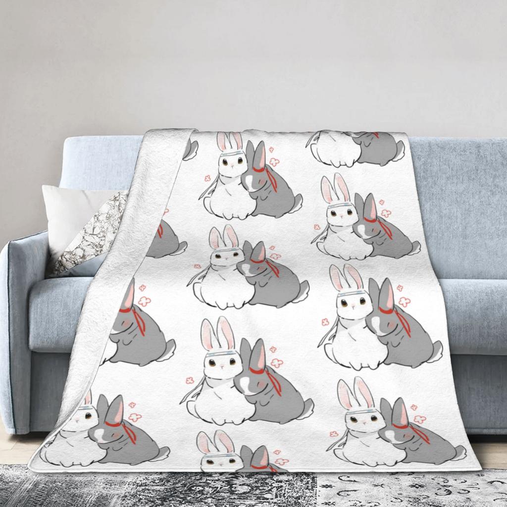 Неукротимый MDZS Вансянь Кролики Одеяло Фланелевое С принтом Мо Дао Цзу Ши Портативное Сверхмягкое Плед для Дивана Путешествий Квилт