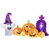 Inflatable Halloween Pumpkin with Ghost Tombstone with LED Lights IP44 and Inflator for Parties 240x130x130 cm Multicolor