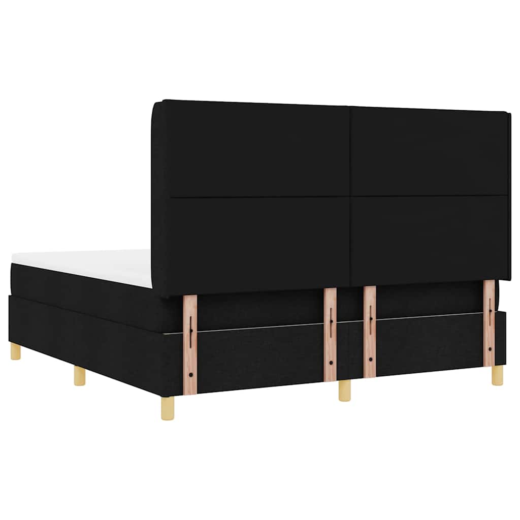 Boxspring bed with LED light strips Black 180 x 200 cm Fabric