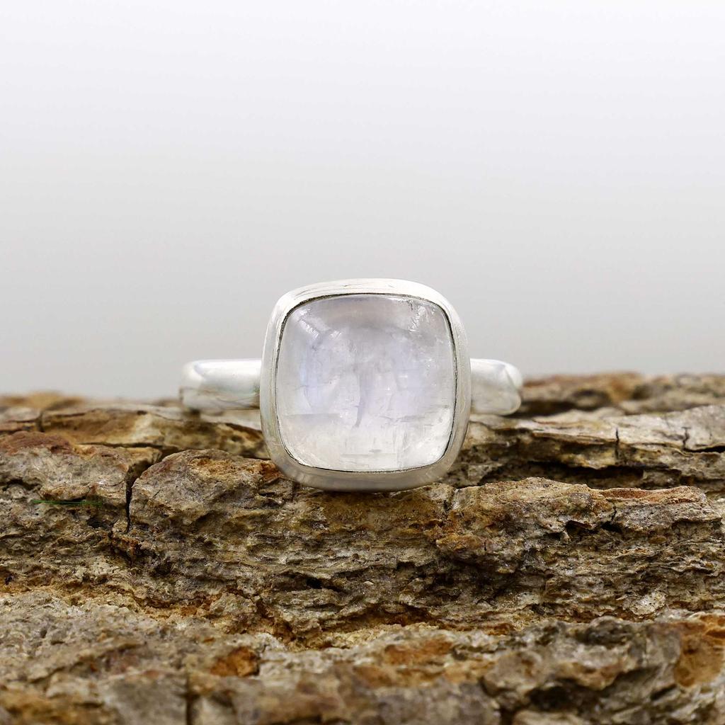 Rainbow Moonstone Ring, Gemstone Ring, Cushion Ring, Designer Ring, Anniversary Ring, Women Ring, Birthstone Ring, 925 Sterling Silver