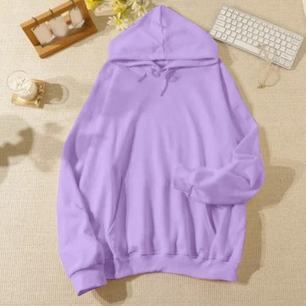 Женская повседневная и модная однотонная теплая рубашка с длинными рукавами и капюшоном, свободная и удобная толстовка