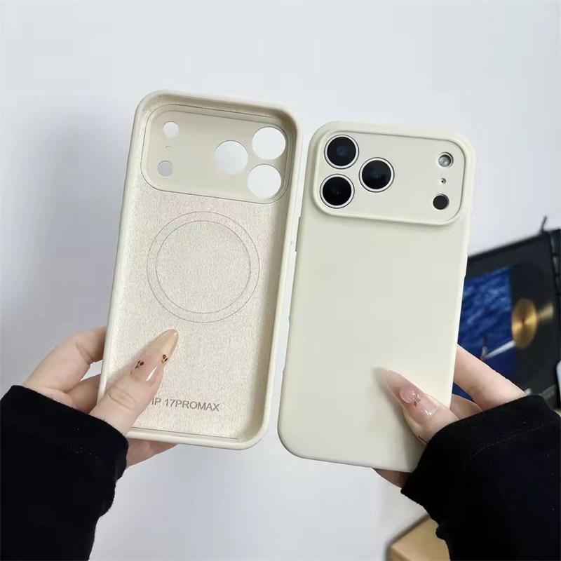 Жидкий силиконовый магнитный чехол для iPhone 17 Air 16 15 14 Plus 13 12 Pro Max для защиты камеры Матовая крышка