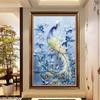 Huacan Full Round 5D Diy Daimond Painting Cross-stitch Animal Peacock 3D Diamond Painting Round Rhinestone Painting Embroidery