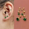 1 Pair Green Tragus Stud Earring Round Small Stud Lobe Piercing Cartilage Stud Helix Jewelry Cz Barbell Piercing Earrings