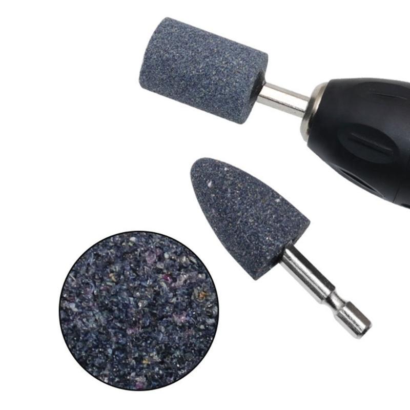 2Pcs Stone Polishing Grinding Wheel Hexagonal Shank Corundum Sharpening Head Drill Tool Machine Metal Grinder Rotating Cone