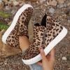 Women's Leopard Print Casual Ankle Boots with Thick Rubber Sole Zipper Closure - Round Toe Winter-Ready Fabric Upper for Office, Gym,