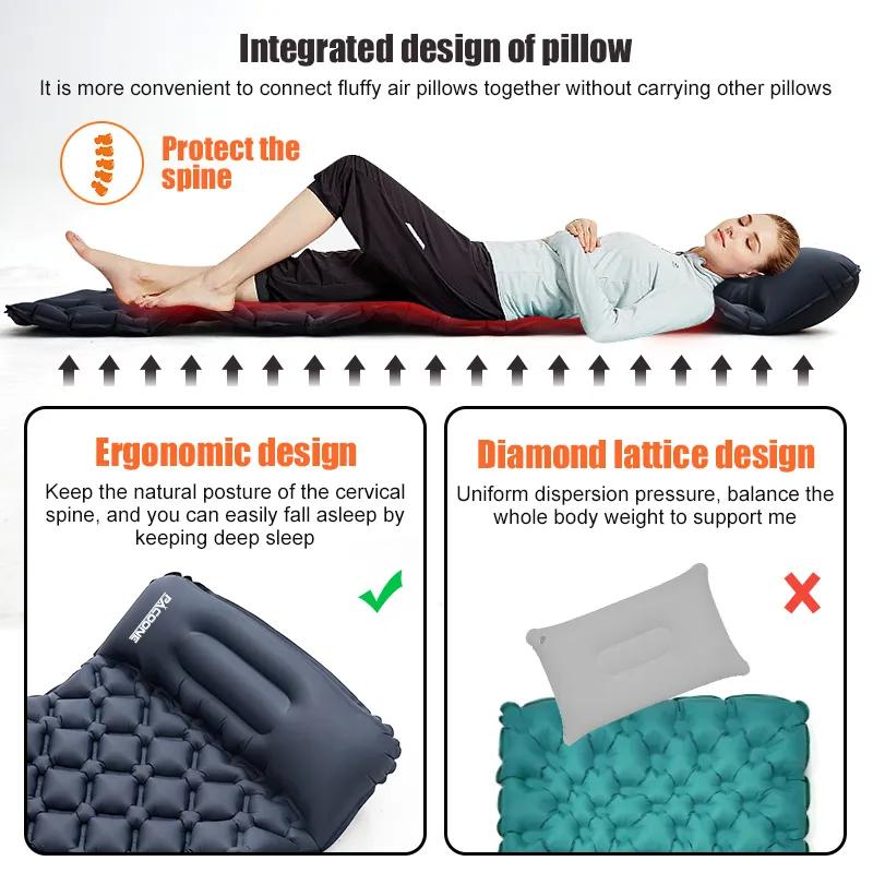 Double Bed Camping Inflating Sleeping Mats Folding Outdoor Sleeping Pad Inflatable Seat Mattress with Pillow Ultralight Travel