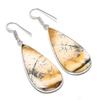 Натуральный медовый дендритный драгоценный камень Ручная работа Серьга из стерлингового серебра 925 пробы 2,25" AE-11537