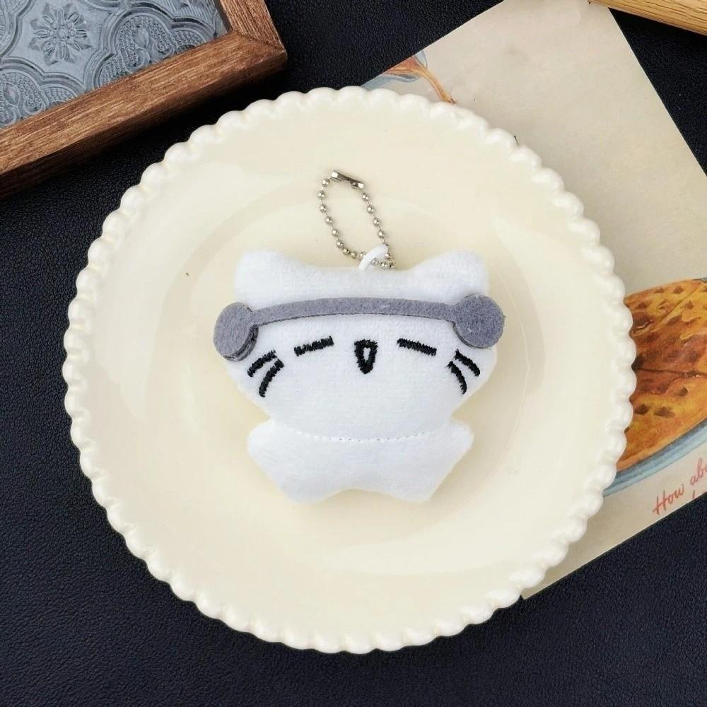 Funny Earphones Cat Pendant Cartoon Key Ring Bag Hanging Sad Cat Doll Keychain Couple