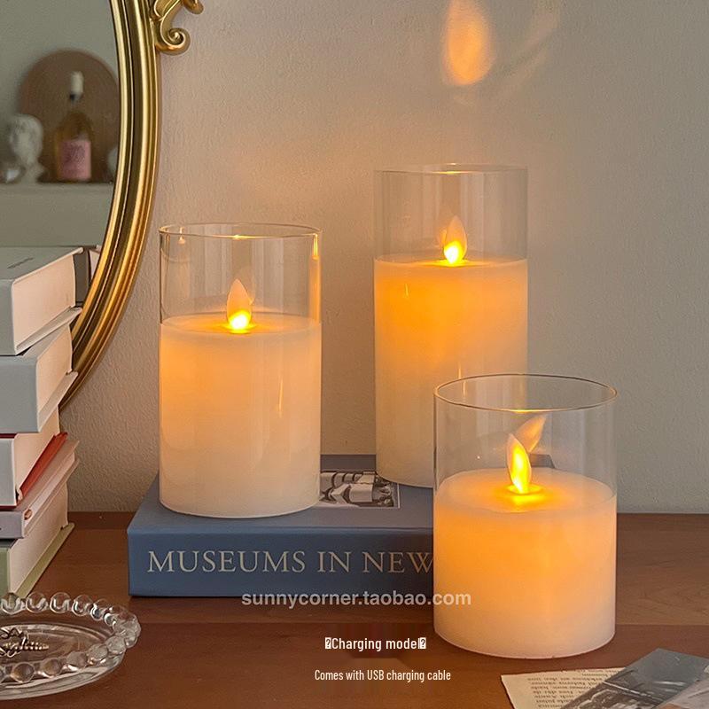 Светодиодная свеча-ночник с качающимся фитилем – Креативное настольное украшение для создания атмосферы в спальне