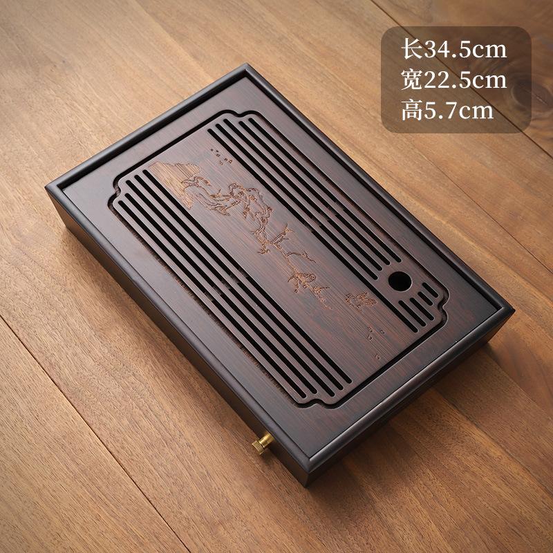Tea Tray Household Small Water Storage Tray Water Draining Tea Table Bamboo Simple Rectangular Tea Set