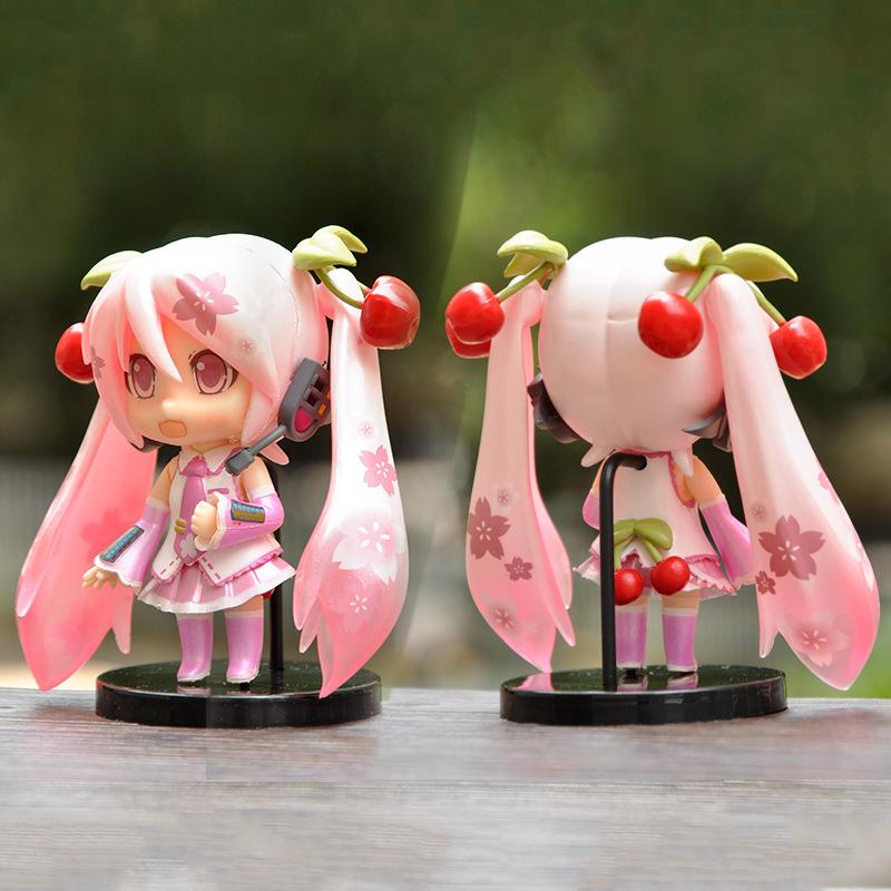 3pcs New Hatsune Miku Figure Mini Character Ornaments Kawai Pink Green Hatsune Home desk Decoration Adult Toy kid Birthday Gift