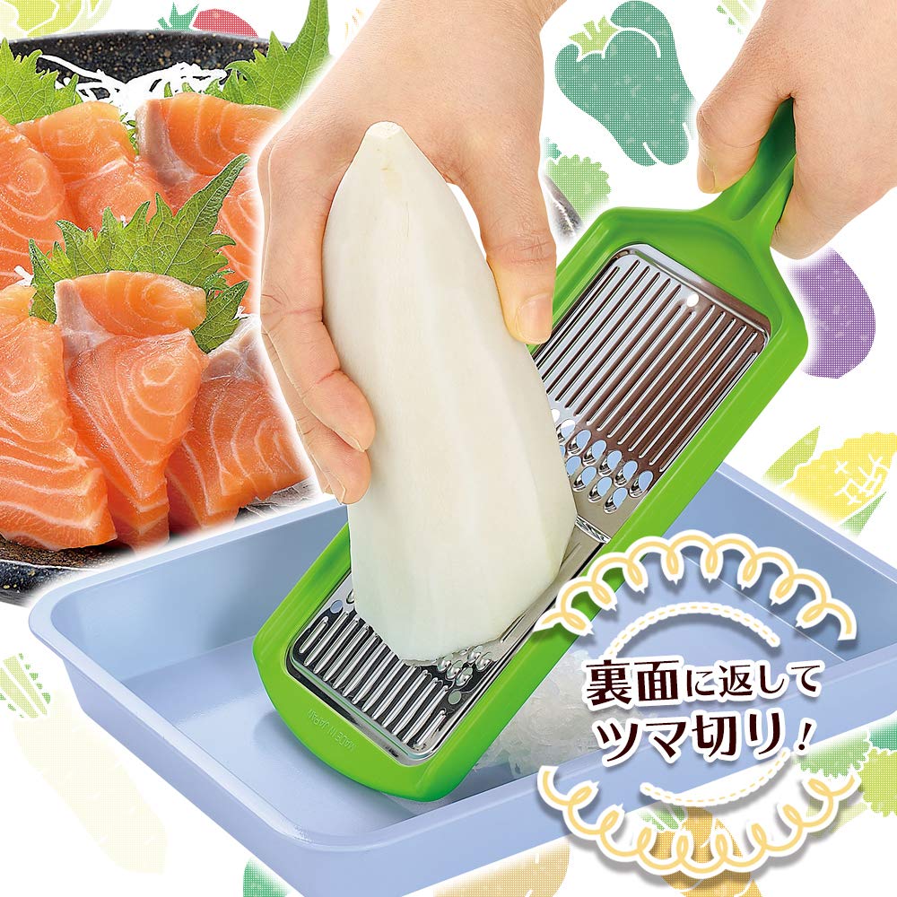 Шимомура Когё Полная Овощная Улыбка Нарезка Julienne и Для Блюд, Моющаяся в Посудомоечной Машине, 268 x 90 x Сделано в Ниигате, Декоратор, Япония, FVS-614, Безопасный, Зеленый, 14 мм,
