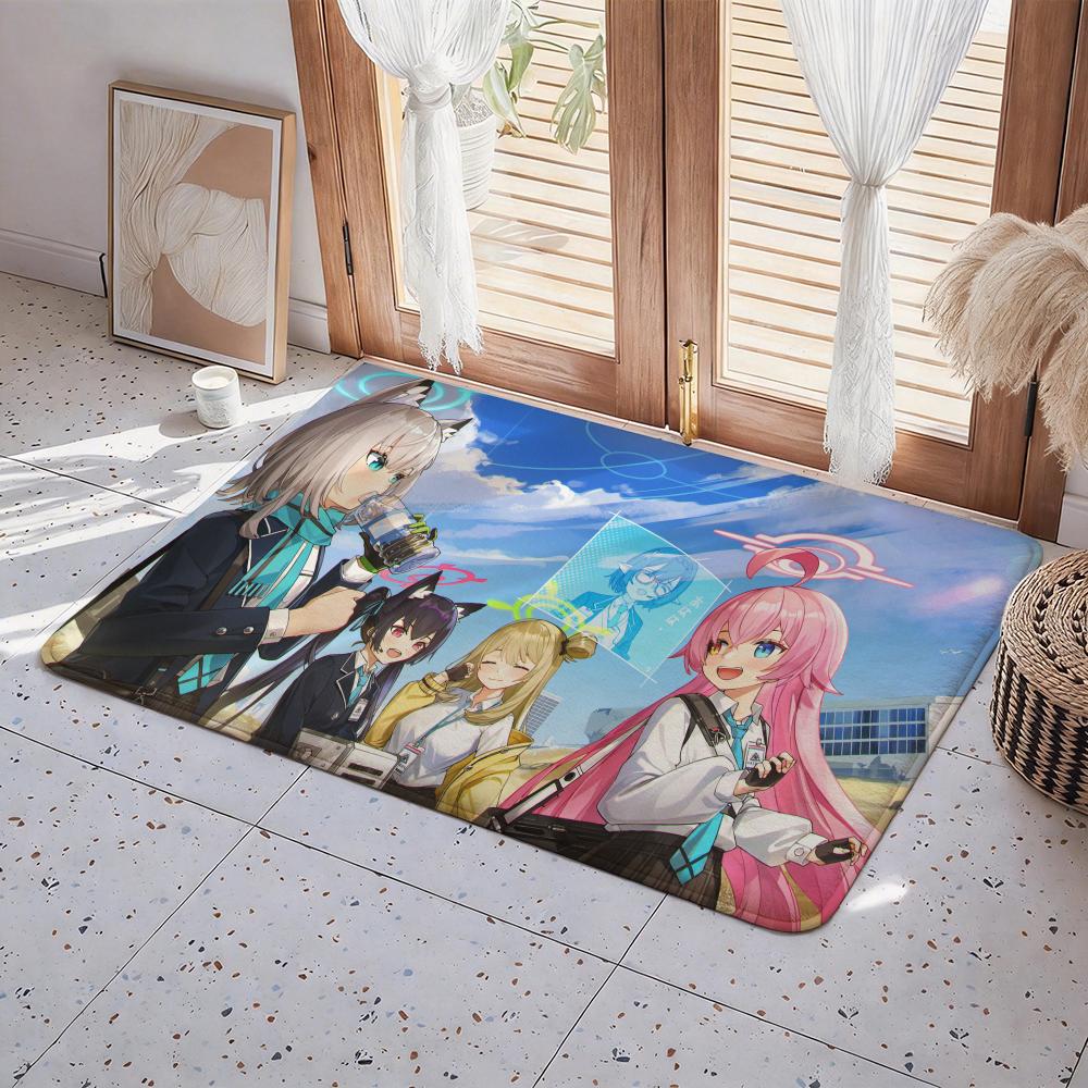 Game G Blue Archive Floor Mat Eco Flannel Doormat Non Slip Odorless Indoor Floor Rug Soft Short Plush Home Mat