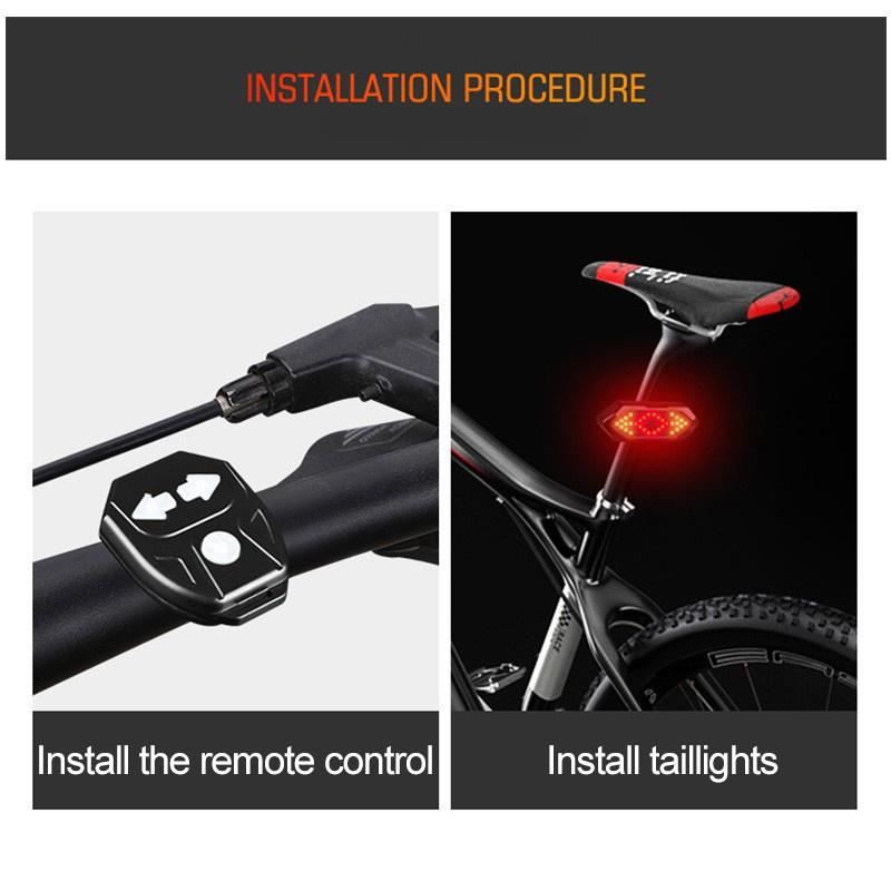 5 Modes USB Rechargeable LED Bike Turning Signal Taillight Waterproof Bicycle Remote Control Warning Lamp