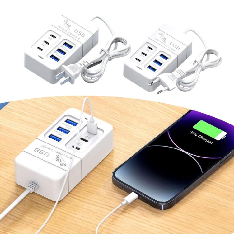 6-портовое зарядное устройство для телефона Type C USB Настольный настенный адаптер для зарядки 35 Вт Удлинительный кабель-розетка для мобильного телефона Док-станция