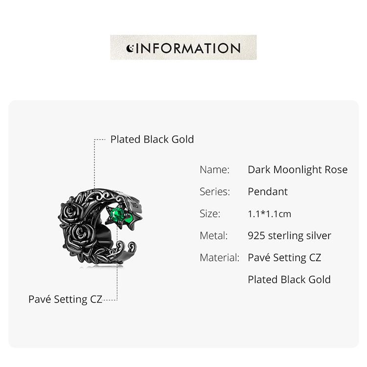 WOSTU 925 Sterling Silver Moonlight Rose & Skull Heart-shaped Rose & Letter A Charms Beads for Women DIY Original Bracelet Necklace Fashion Jewelry