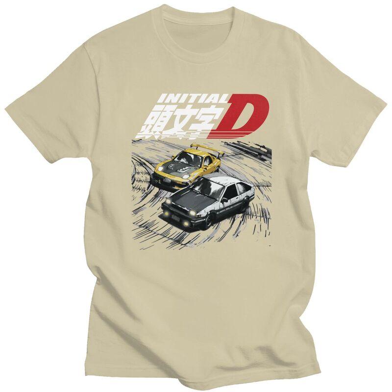 Мужские футболки с принтом Аниме Горные Гонки Initial D, 100% Хлопок, Футболки с Короткой Рукавой, Одежда