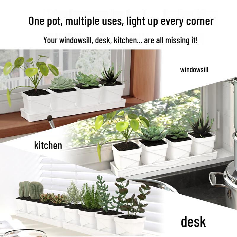 MOJY Nordic Square Succulent Plant Pot (4-Pack)