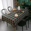 Christmas Plaid Linen Tablecloth Tea Table Cover Vintage American Decorative Fabric