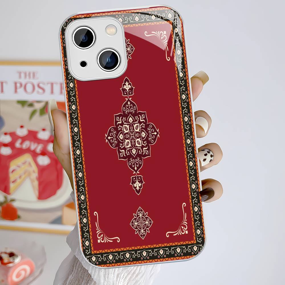 Персидский ковер Цветочный узор Закаленное стекло Для iPhone 14 13 12 11 Pro Mini XS MAX 14Plus X XS XR Чехлы