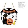 Weather Resistant Halloween Props Wood Hanging Ornament with Ghost Pumpkin Bat Cat Prints, Durable Ornaments Waterproof Front Door Sign for