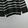 Women Autumn Winter Knitwear Pullover Contrast Stripe High Neck Long Sleeve Sweater