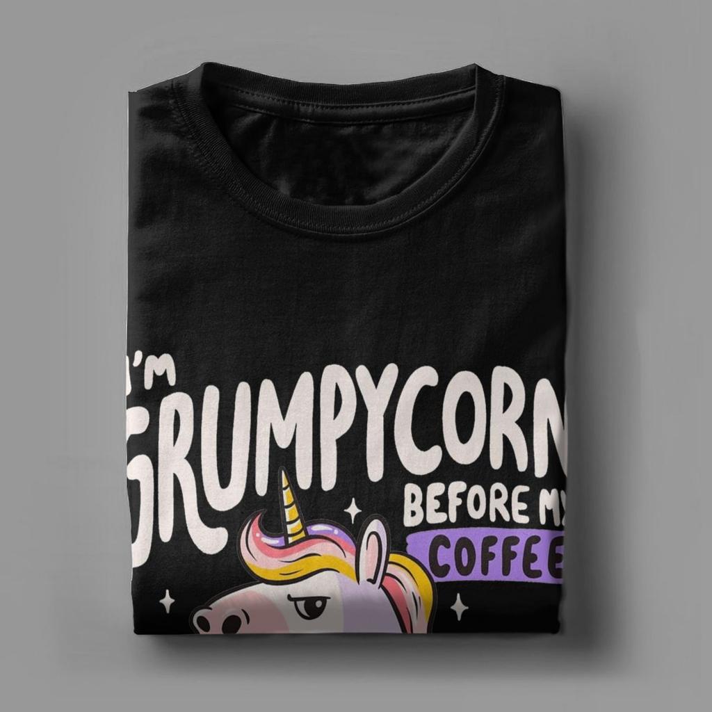 Мужская и женская Grumpycorn Cute Grumpy Unicorn Coffee Gift Shirt Outfit Новинка Хлопковая футболка Футболка Одежда Графическая печать
