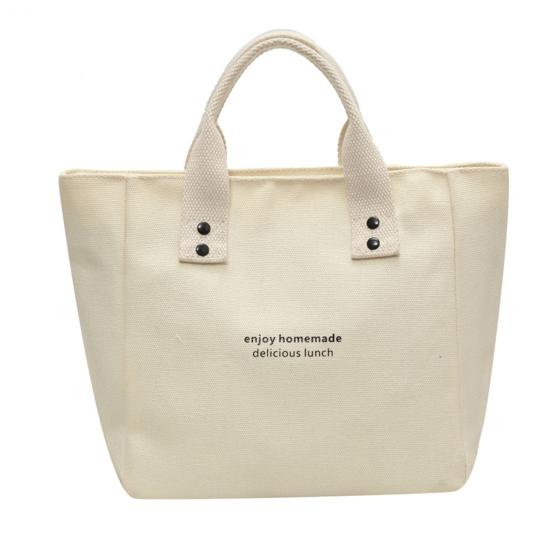 Canvas Handbag Large Capacity Zipper Closure Roomy Handbag Shopping Beach Travel Tote Bag Versatile Bento Bag