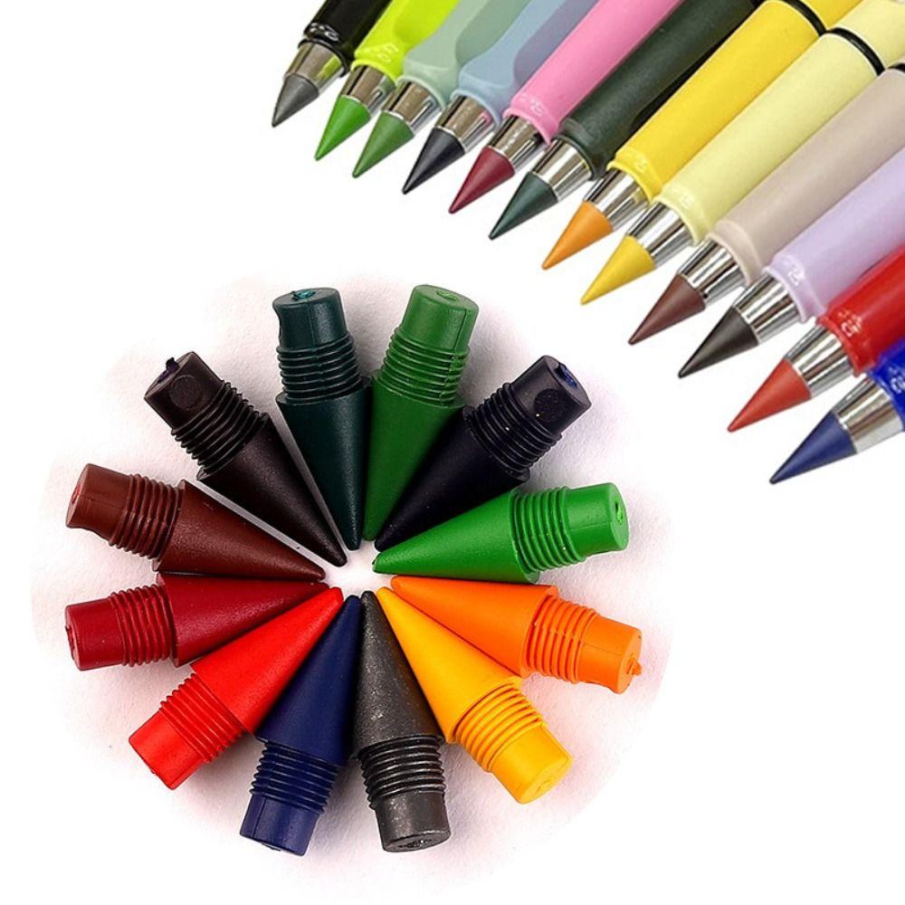 12pcs 12 Colors Eternal Pencil Nib Art Sketch Eternal Pencil Replacement Head Writing Accessories
