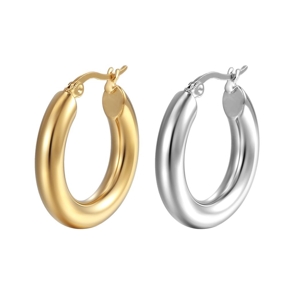 European and American simple 18K gold-plated ring earrings women's ins wind geometric stainless steel jewelry ins wind explosion