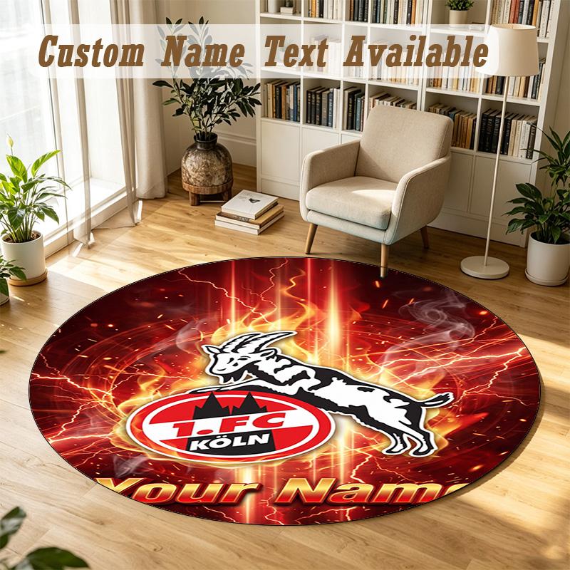 Round Rug Custom NameFC Köln Pattern Non Slip Carpet Home Floor Decor