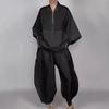 2 шт./комплект женский рубашка брюки комплект половина молния воротник стойка рукава девятый топ широкий штанина свободный